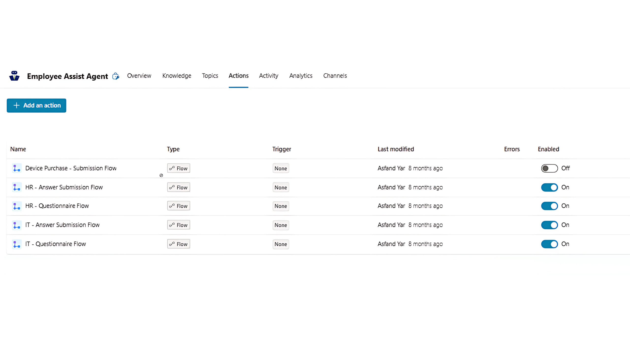 Defined Actions Power Automate Based