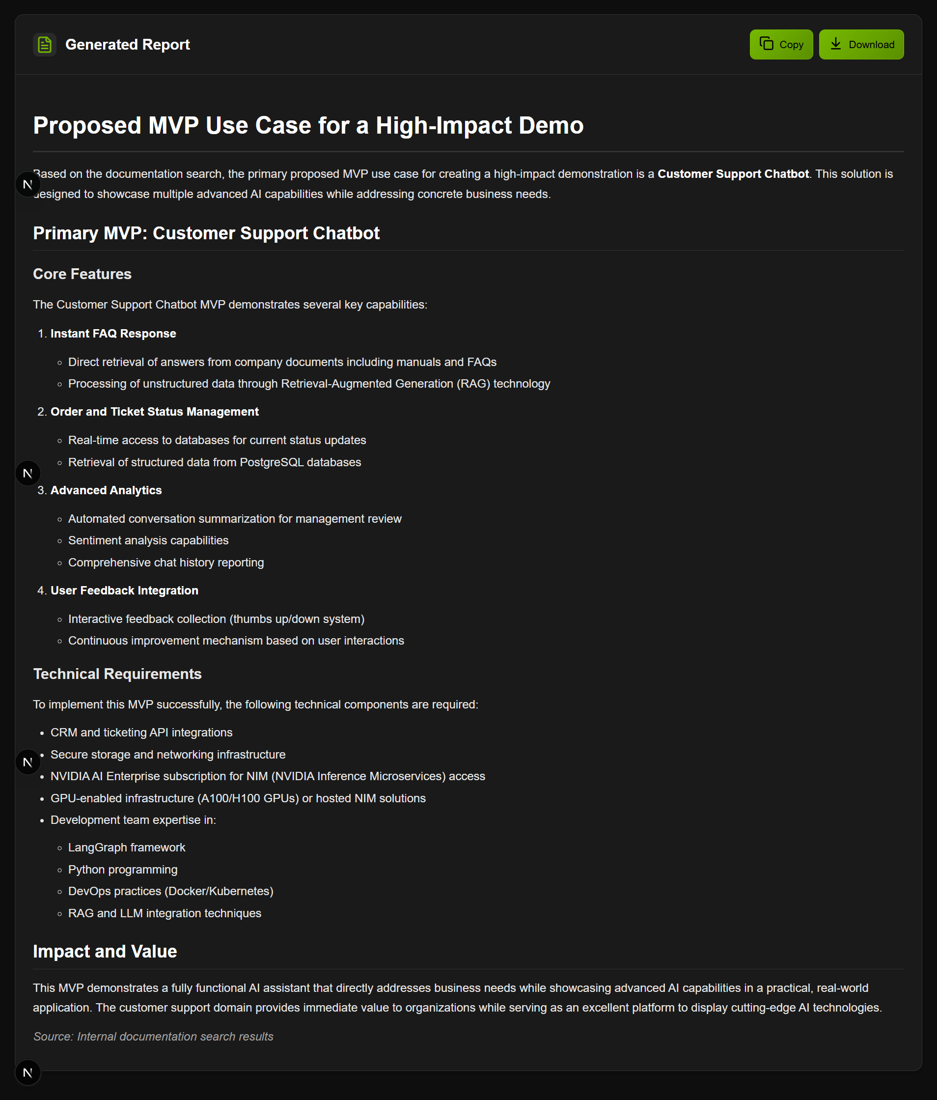 Get a structured, ready-to-use report instantly after the agent completes its analysis.